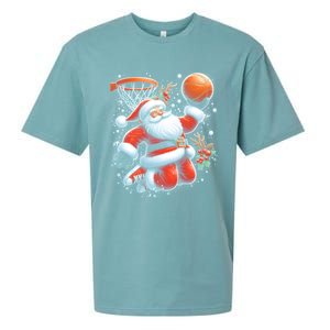 Christmas Santa Claus Basketball Funny Pajama Xmas Gift Sueded Cloud Jersey T-Shirt