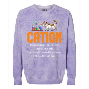 Cation Science Cat Definition Chemistry Student Teacher Meaningful Gift Colorblast Crewneck Sweatshirt