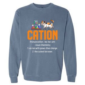 Cation Science Cat Definition Chemistry Student Teacher Meaningful Gift Garment-Dyed Sweatshirt