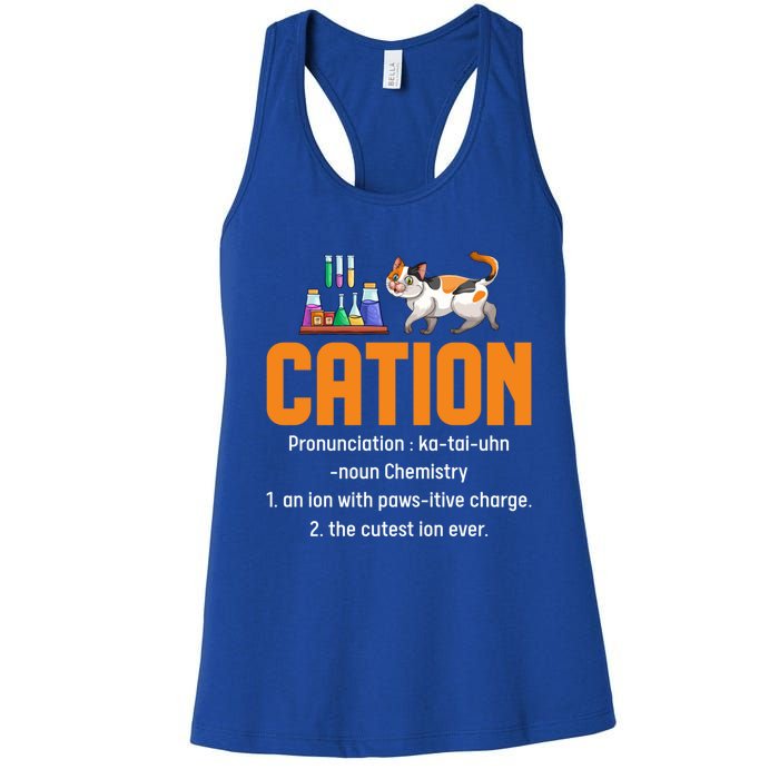 Cation Science Cat Definition Chemistry Student Teacher Meaningful Gift Women's Racerback Tank