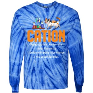 Cation Science Cat Definition Chemistry Student Teacher Meaningful Gift Tie-Dye Long Sleeve Shirt