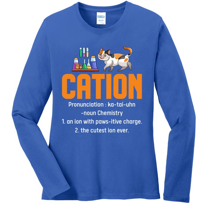 Cation Science Cat Definition Chemistry Student Teacher Meaningful Gift Ladies Long Sleeve Shirt