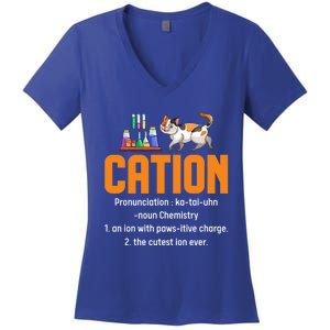 Cation Science Cat Definition Chemistry Student Teacher Meaningful Gift Women's V-Neck T-Shirt