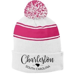 Charleston South Carolina Apparel Charleston SC US City Stripe Pom Pom Beanie