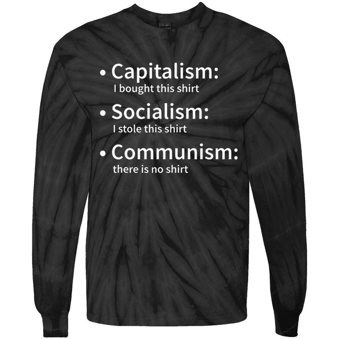 Capitalism Socialism Communism Libertarian Economics Freedom Tie-Dye Long Sleeve Shirt