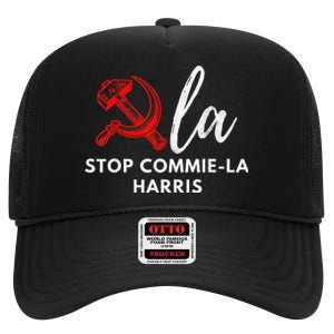 Commiela Stop Commiela Harris Stop Kamala Trump 2024 High Crown Mesh Back Trucker Hat