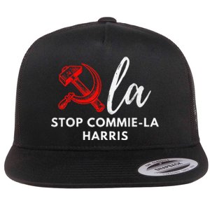 Commiela Stop Commiela Harris Stop Kamala Trump 2024 Flat Bill Trucker Hat