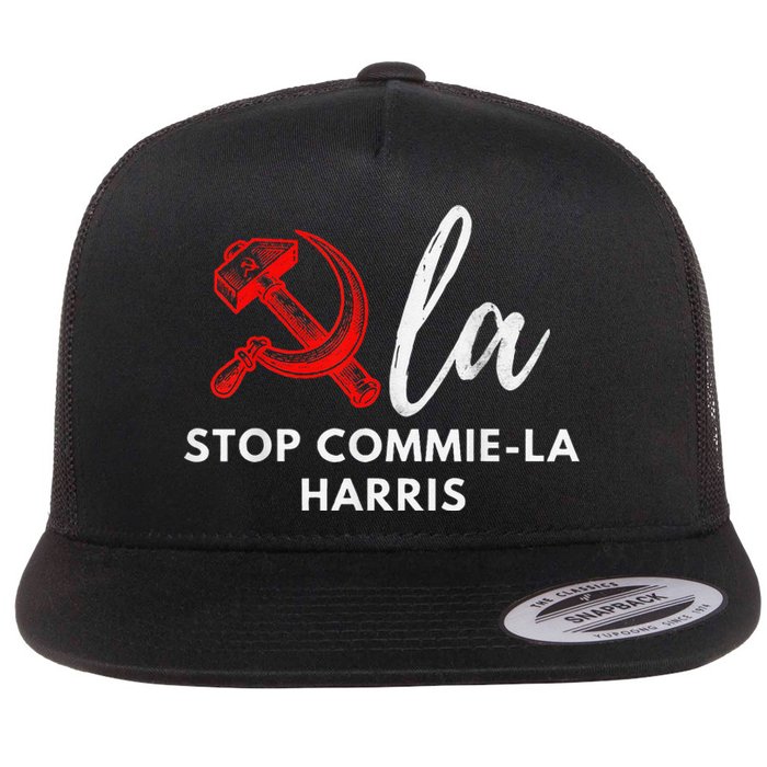 Commiela Stop Commiela Harris Stop Kamala Trump 2024 Flat Bill Trucker Hat