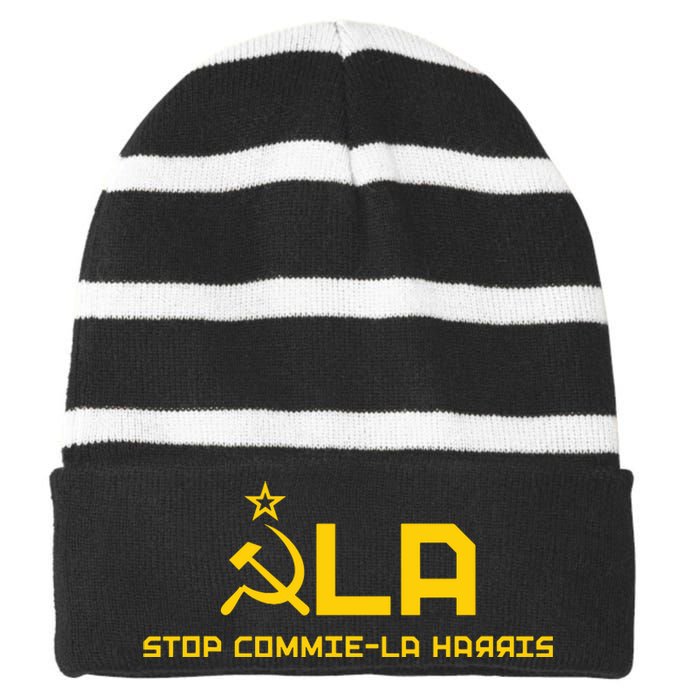 Commiela Stop Commiela Harris Stop Kamala Trump 2024 Striped Beanie with Solid Band