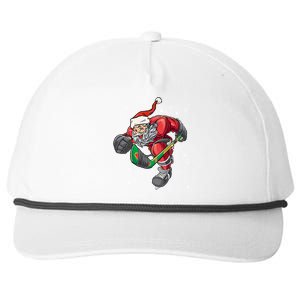 Christmas Santa Claus Ice Hockey Funny Gift Teens Cute Gift Snapback Five-Panel Rope Hat