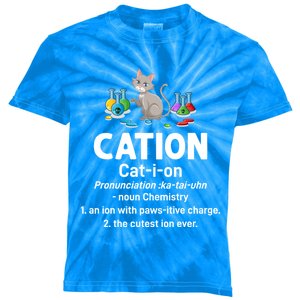 Cation Science Cat Definition Chemistry Student Teacher Gift Kids Tie-Dye T-Shirt