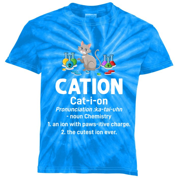 Cation Science Cat Definition Chemistry Student Teacher Gift Kids Tie-Dye T-Shirt