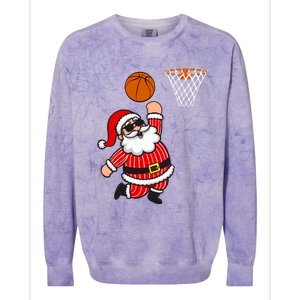 Christmas Santa Claus Dunking A Basketball Funny Xmas Great Gift Colorblast Crewneck Sweatshirt