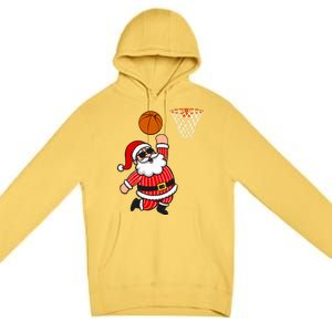 Christmas Santa Claus Dunking A Basketball Funny Xmas Great Gift Premium Pullover Hoodie