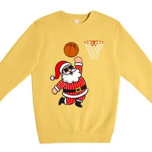 Christmas Santa Claus Dunking A Basketball Funny Xmas Great Gift Premium Crewneck Sweatshirt