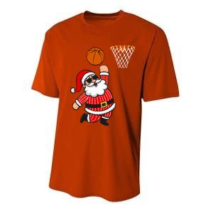 Christmas Santa Claus Dunking A Basketball Funny Xmas Great Gift Performance Sprint T-Shirt