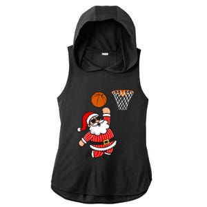 Christmas Santa Claus Dunking A Basketball Funny Xmas Great Gift Ladies PosiCharge Tri-Blend Wicking Draft Hoodie Tank