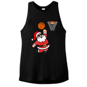 Christmas Santa Claus Dunking A Basketball Funny Xmas Great Gift Ladies PosiCharge Tri-Blend Wicking Tank