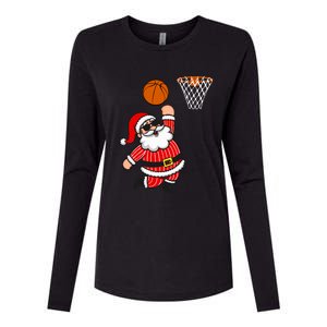 Christmas Santa Claus Dunking A Basketball Funny Xmas Great Gift Womens Cotton Relaxed Long Sleeve T-Shirt