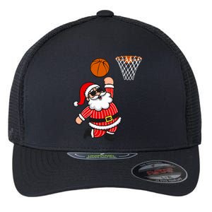 Christmas Santa Claus Dunking A Basketball Funny Xmas Great Gift Flexfit Unipanel Trucker Cap