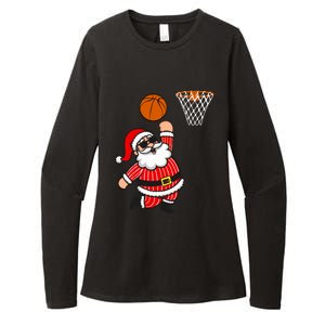 Christmas Santa Claus Dunking A Basketball Funny Xmas Great Gift Womens CVC Long Sleeve Shirt