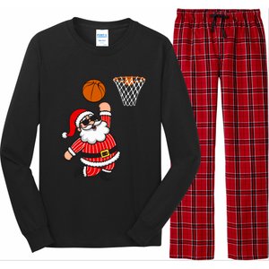 Christmas Santa Claus Dunking A Basketball Funny Xmas Great Gift Long Sleeve Pajama Set