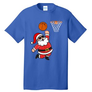 Christmas Santa Claus Dunking A Basketball Funny Xmas Great Gift Tall T-Shirt