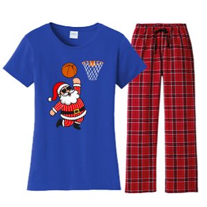 Christmas Santa Claus Dunking A Basketball Funny Xmas Great Gift Women's Flannel Pajama Set