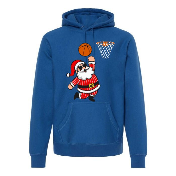 Christmas Santa Claus Dunking A Basketball Funny Xmas Great Gift Premium Hoodie