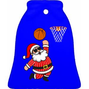 Christmas Santa Claus Dunking A Basketball Funny Xmas Great Gift Ceramic Bell Ornament