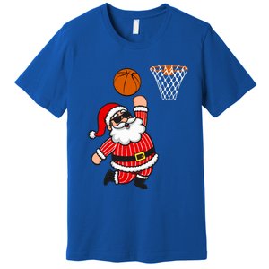 Christmas Santa Claus Dunking A Basketball Funny Xmas Great Gift Premium T-Shirt