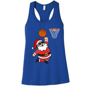 Christmas Santa Claus Dunking A Basketball Funny Xmas Great Gift Women's Racerback Tank