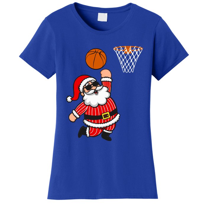 Christmas Santa Claus Dunking A Basketball Funny Xmas Great Gift Women's T-Shirt