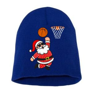 Christmas Santa Claus Dunking A Basketball Funny Xmas Great Gift Short Acrylic Beanie