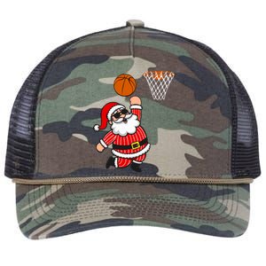 Christmas Santa Claus Dunking A Basketball Funny Xmas Great Gift Retro Rope Trucker Hat Cap