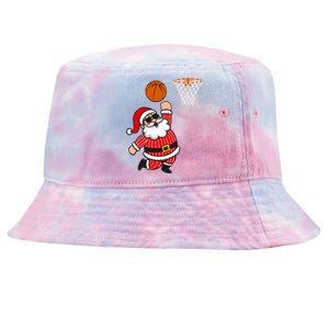 Christmas Santa Claus Dunking A Basketball Funny Xmas Great Gift Tie-Dyed Bucket Hat