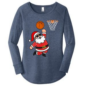 Christmas Santa Claus Dunking A Basketball Funny Xmas Great Gift Women's Perfect Tri Tunic Long Sleeve Shirt