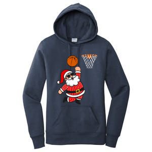 Christmas Santa Claus Dunking A Basketball Funny Xmas Great Gift Women's Pullover Hoodie