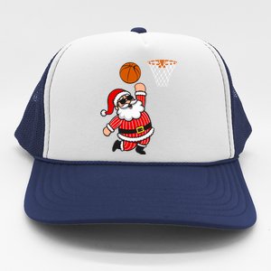 Christmas Santa Claus Dunking A Basketball Funny Xmas Great Gift Trucker Hat