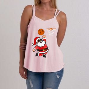 Christmas Santa Claus Dunking A Basketball Funny Xmas Great Gift Women's Strappy Tank