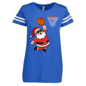 Christmas Santa Claus Dunking A Basketball Funny Xmas Great Gift Enza Ladies Jersey Football T-Shirt