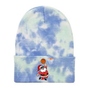 Christmas Santa Claus Dunking A Basketball Funny Xmas Great Gift Tie Dye 12in Knit Beanie