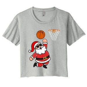 Christmas Santa Claus Dunking A Basketball Funny Xmas Great Gift Women's Crop Top Tee