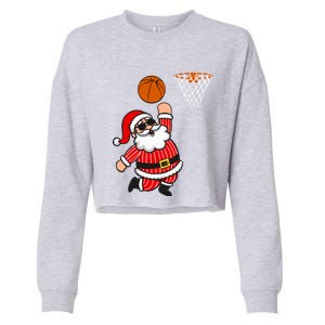 Christmas Santa Claus Dunking A Basketball Funny Xmas Great Gift Cropped Pullover Crew