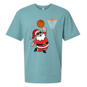 Christmas Santa Claus Dunking A Basketball Funny Xmas Great Gift Sueded Cloud Jersey T-Shirt