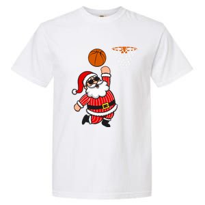 Christmas Santa Claus Dunking A Basketball Funny Xmas Great Gift Garment-Dyed Heavyweight T-Shirt