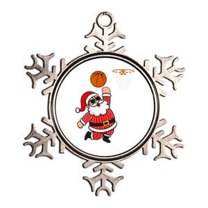 Christmas Santa Claus Dunking A Basketball Funny Xmas Great Gift Metallic Star Ornament