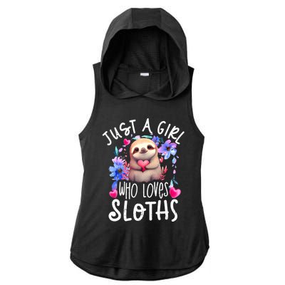 Cute Sloth Ladies PosiCharge Tri-Blend Wicking Draft Hoodie Tank