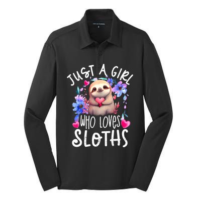 Cute Sloth Silk Touch Performance Long Sleeve Polo