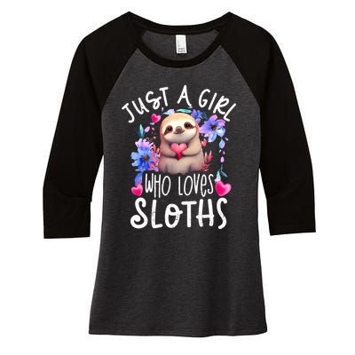 Cute Sloth Women's Tri-Blend 3/4-Sleeve Raglan Shirt